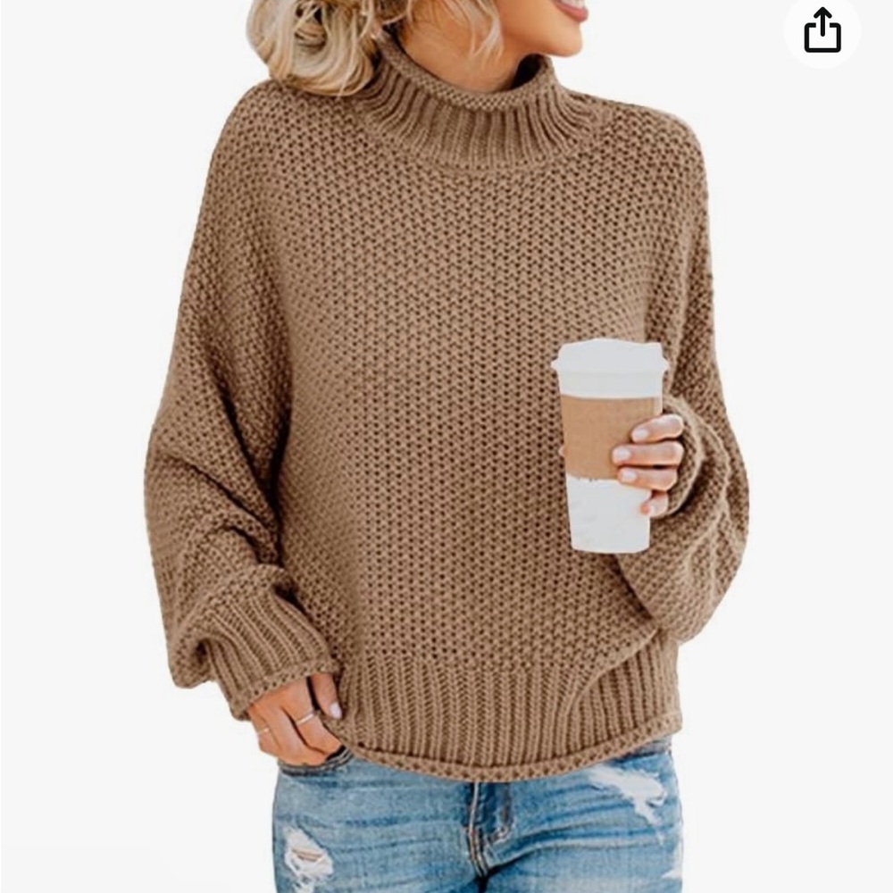 Mock Neck Oversized Knit Sweater